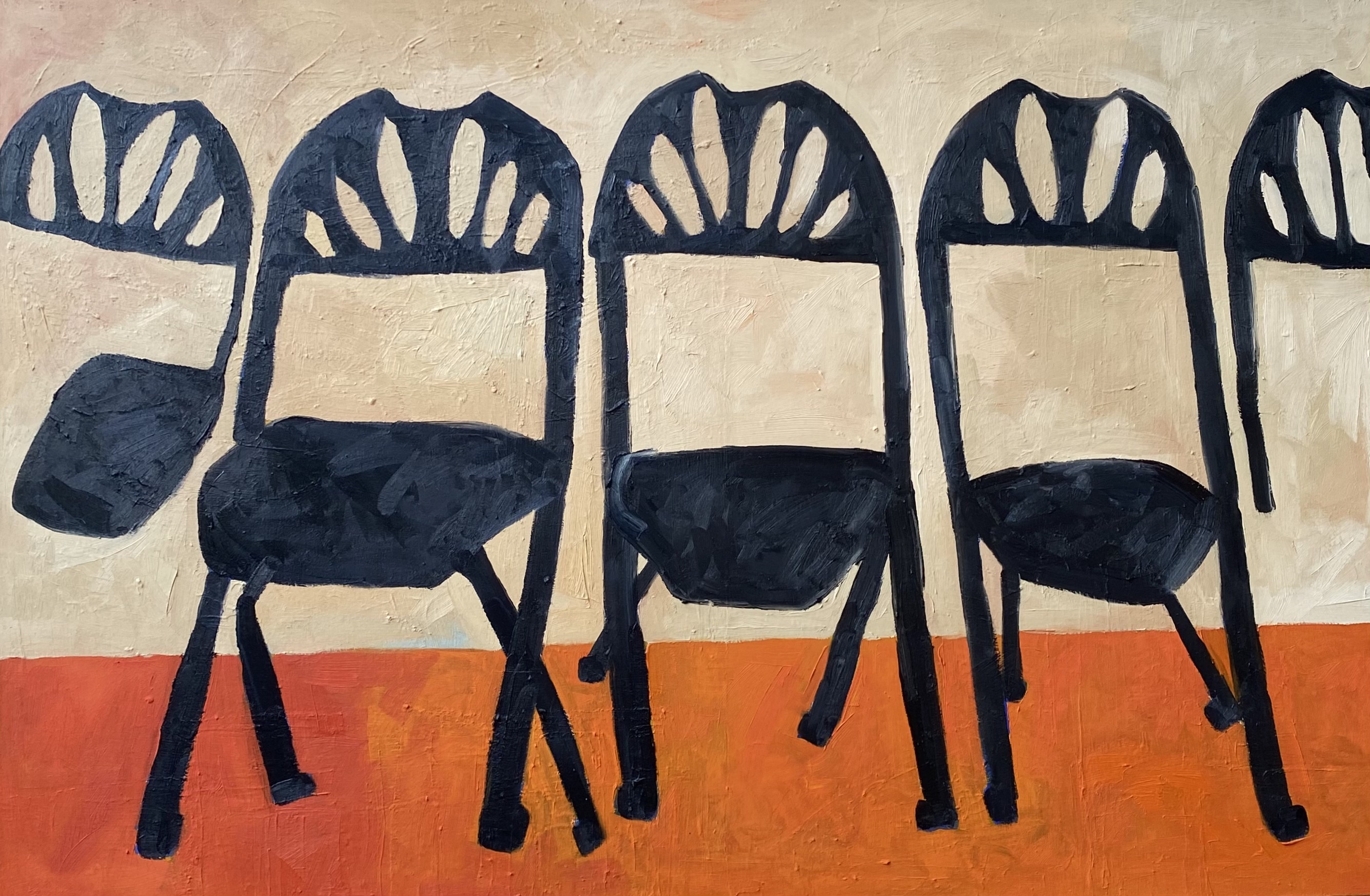 Chairs by Nina Parsons - Oil painting, 150 x 100 cm