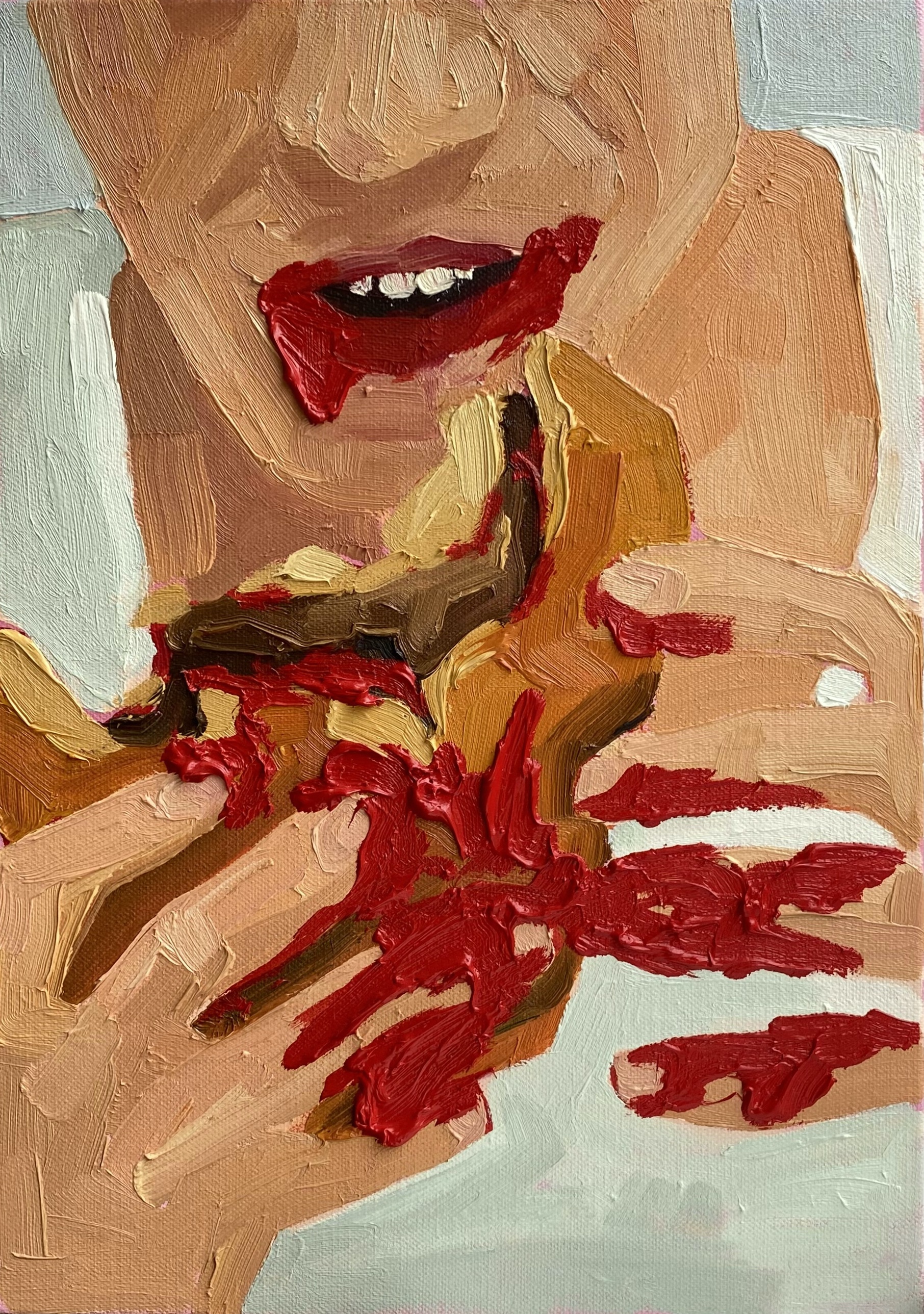Burger by Nina Parsons - Oil painting, A4 (21 x 29.7cm)