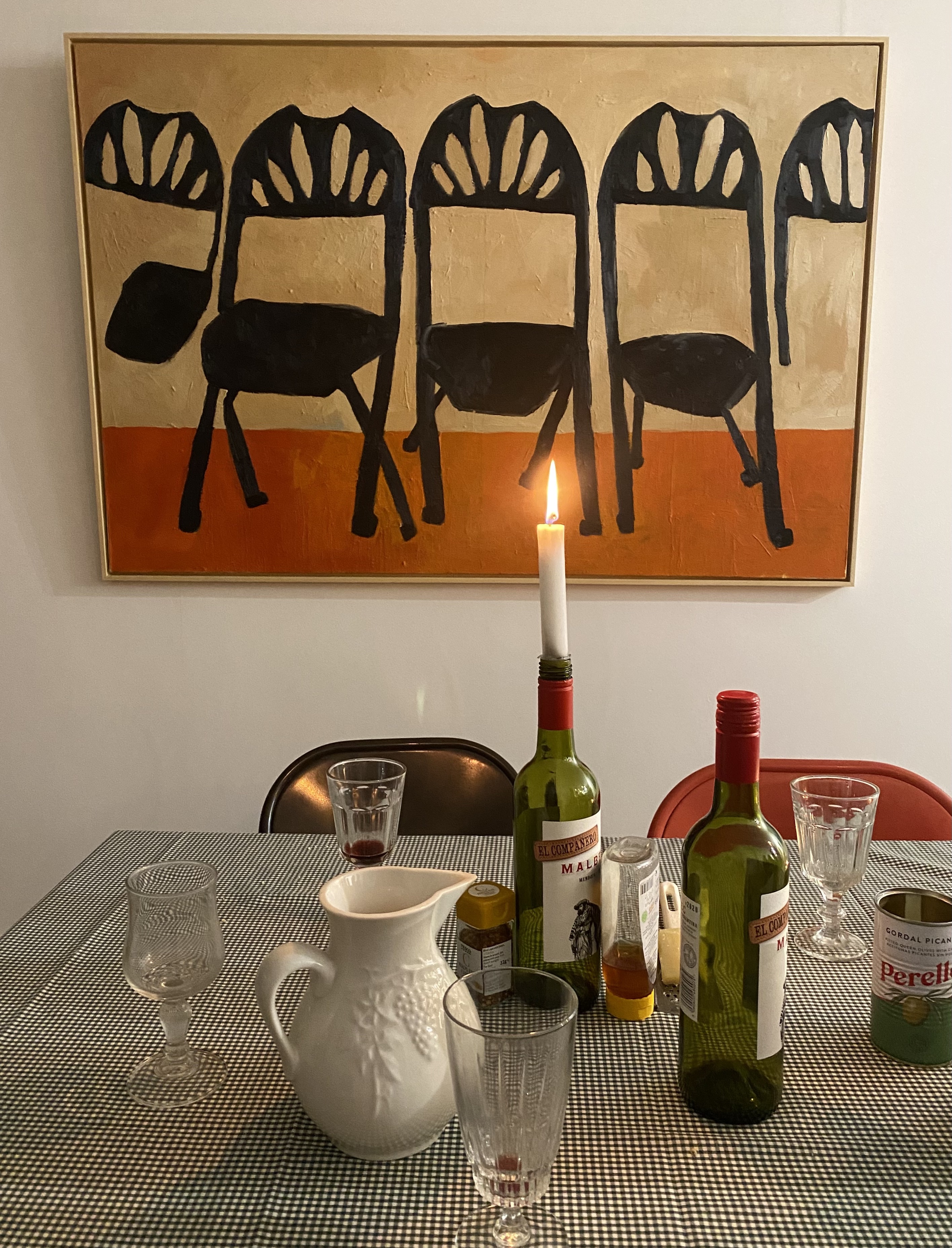 Chairs by Nina Parsons - Oil painting, 150 x 100 cm