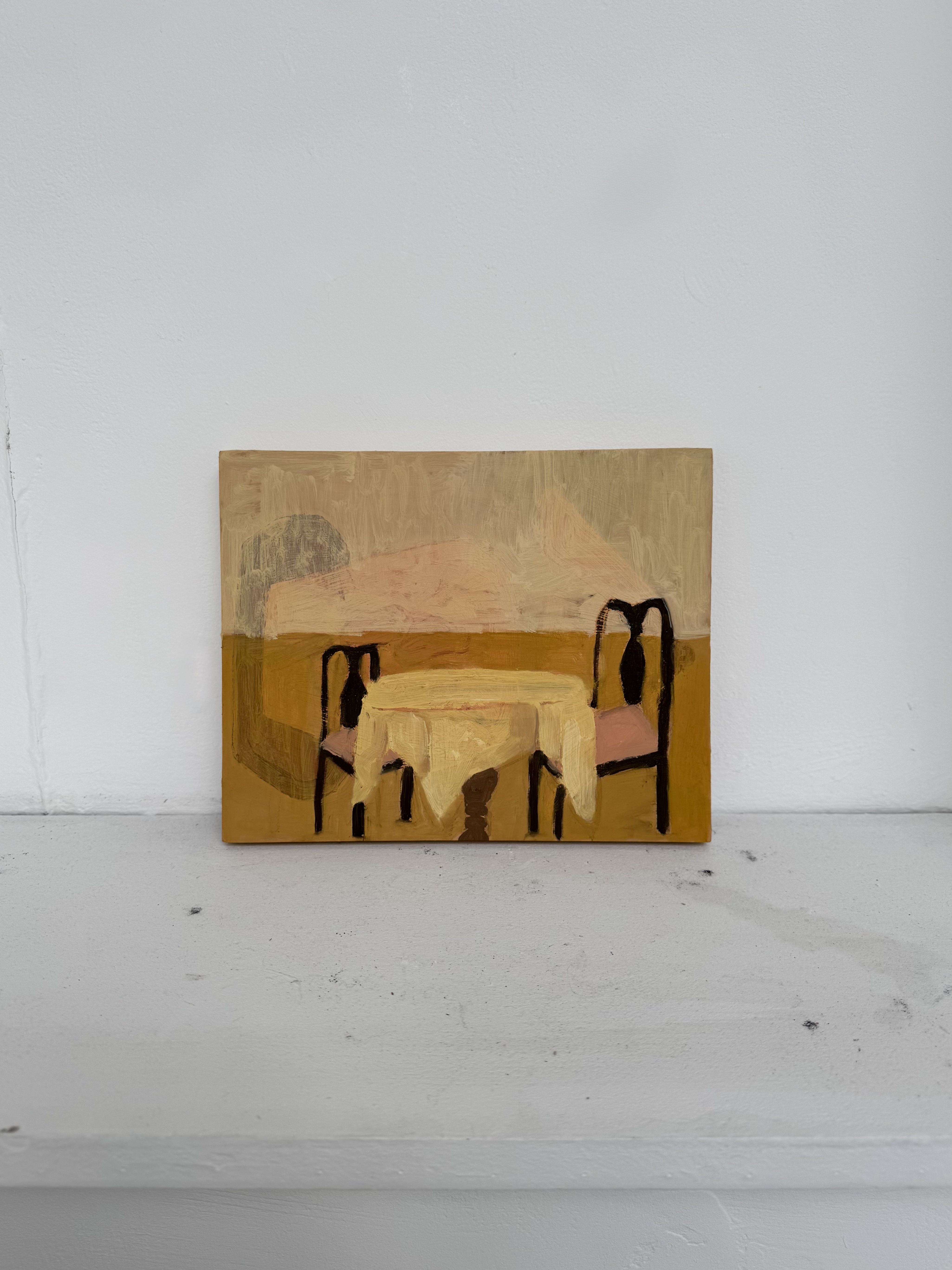 After Lunch by Nina Parsons - Oil painting, 20.3 x 25.4 cm